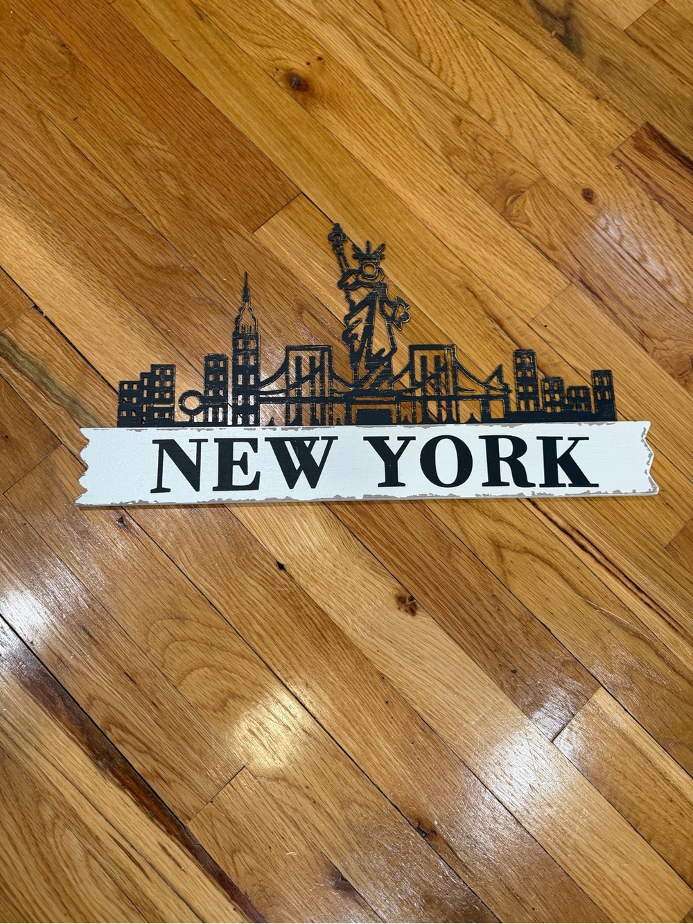 New York Wall Sign - Black and White Skyline Decor